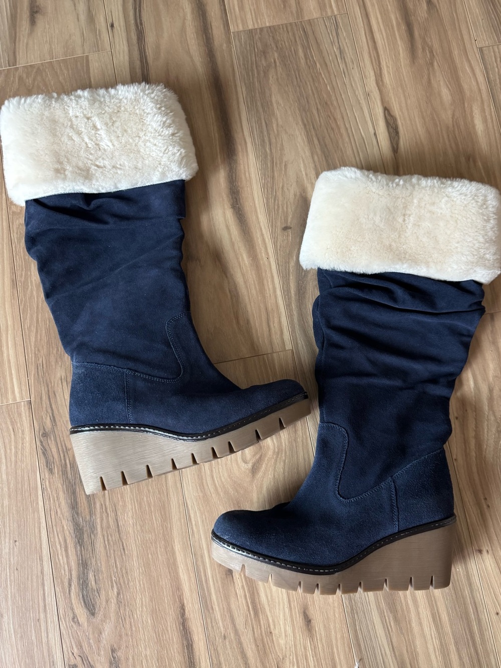 Vintage Foundry Co Women's Arabella Wedge Boots in Navy